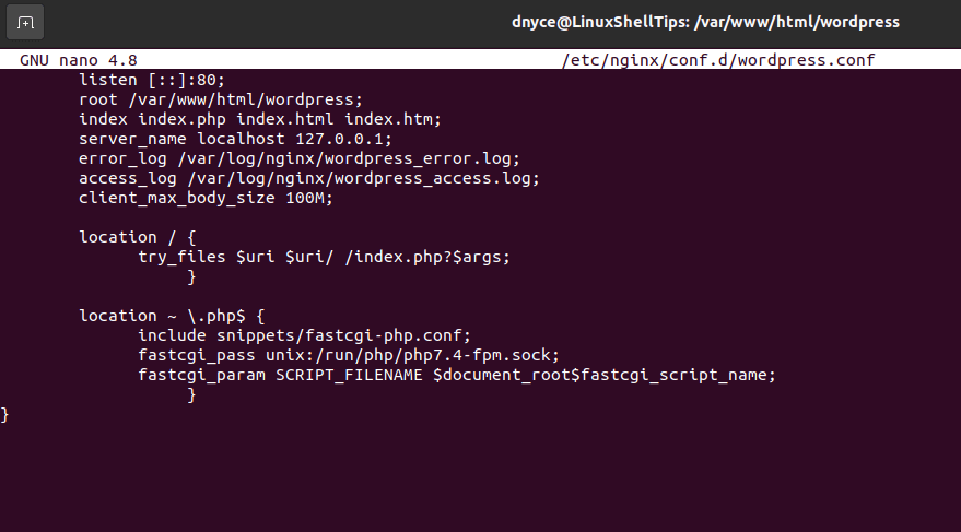 WordPress Nginx Vhost File