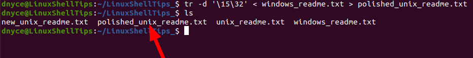 tr Convert Windows File to Unix
