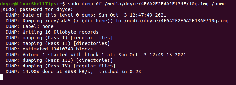 Backup Linux Data to File