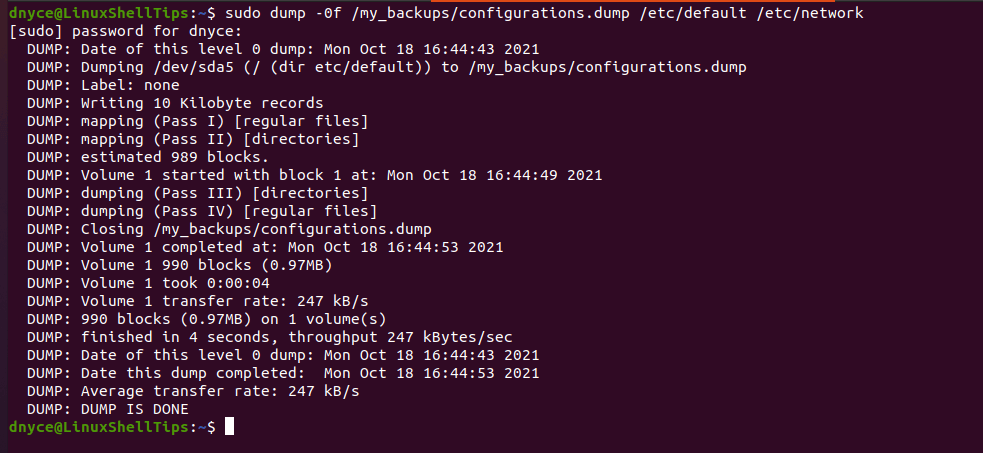 Backup Linux Directories