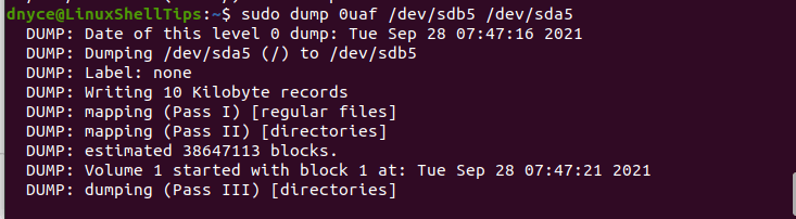 Backup Linux Filesystem Using Dump Command