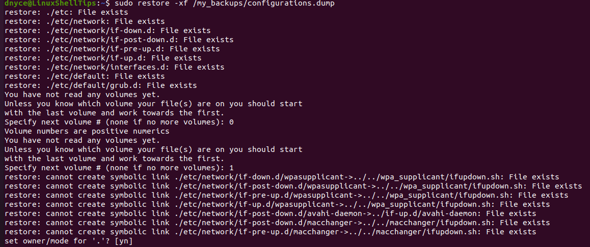 Restore Linux Filesystem Backup