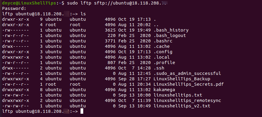 View lftp Server Files