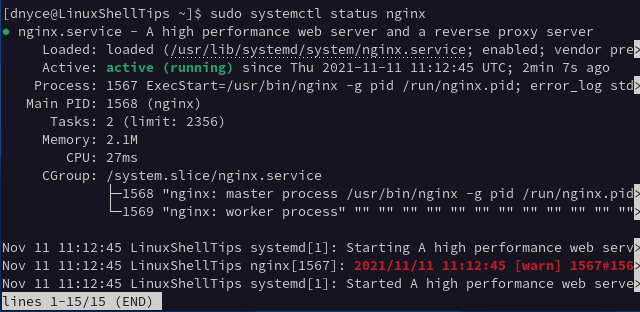 Check Nginx Status in Arch Linux