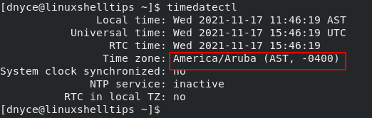 Check Timezone in RHEL