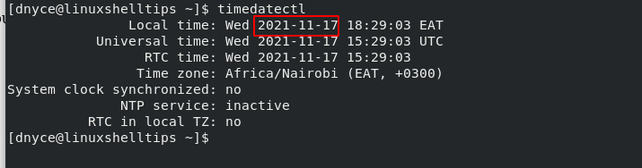 Confirm Date in RHEL