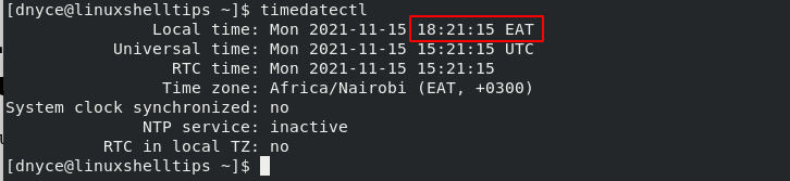 Confirm Time in RHEL