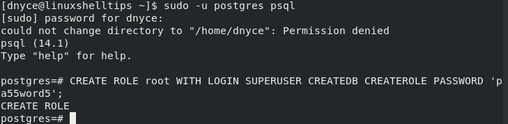 Create PostgreSQL Admin User
