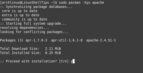 Install Apache in Arch Linux