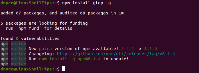 Install Gtop in Linux