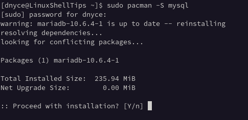 Install MySQL in Arch Linux