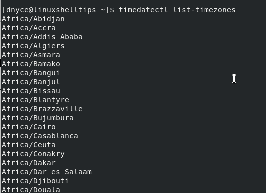 List Timezone in RHEL