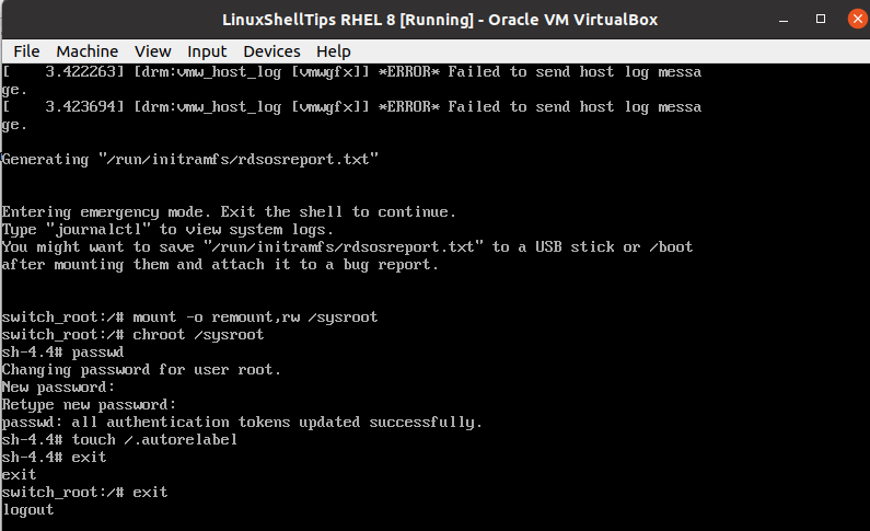 RHEL 8 Exit Chroot