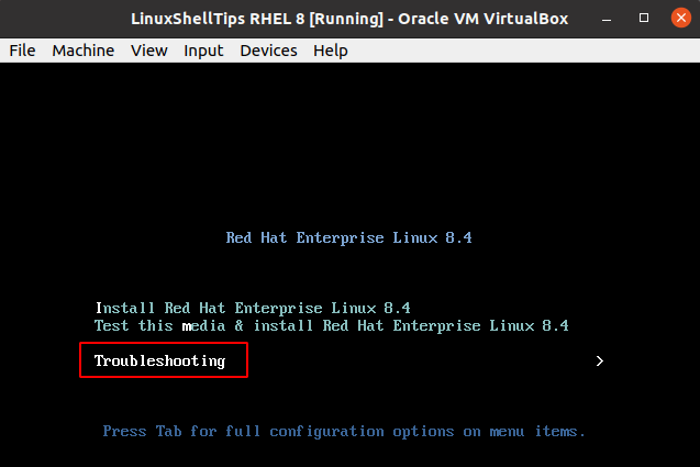 RHEL Troubleshooting Option