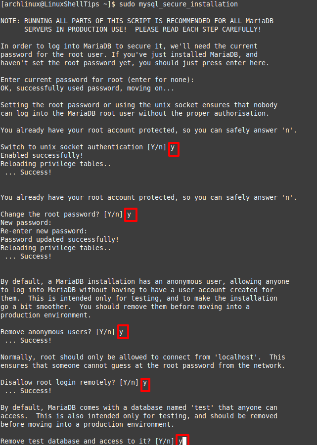 Secure MariaDB Installation