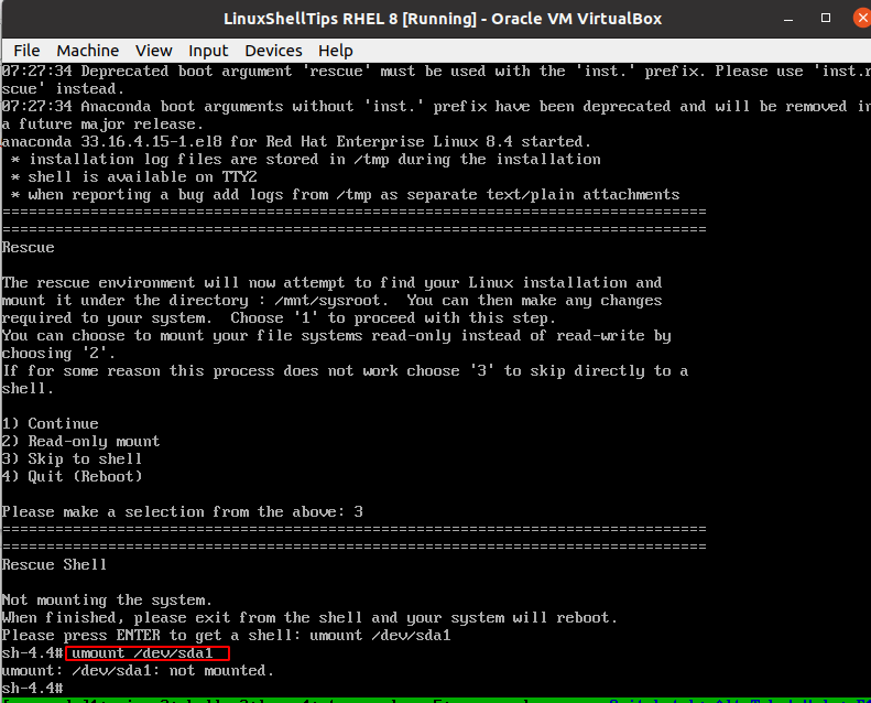 Unmount RHEL File System