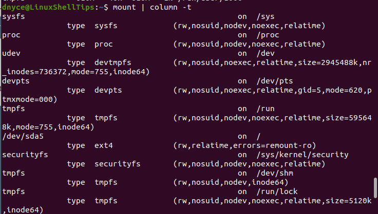 View Linux Mounted Filesystem Information