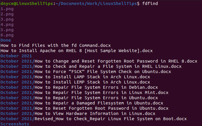 fd - Listing Files Recursively