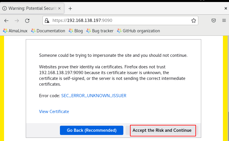 Accept Security Risk