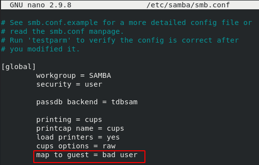 Configure Samba Guest Users Shared Directory