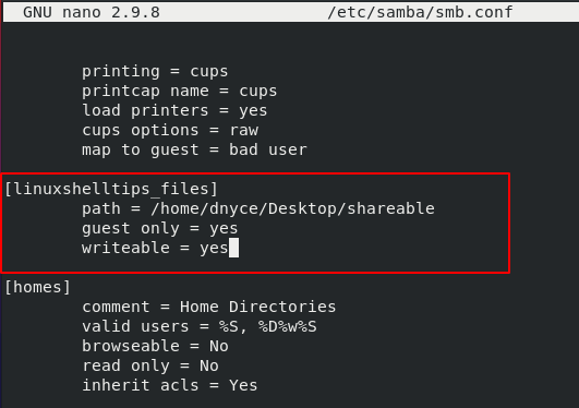 Configure Samba Shareable Directory