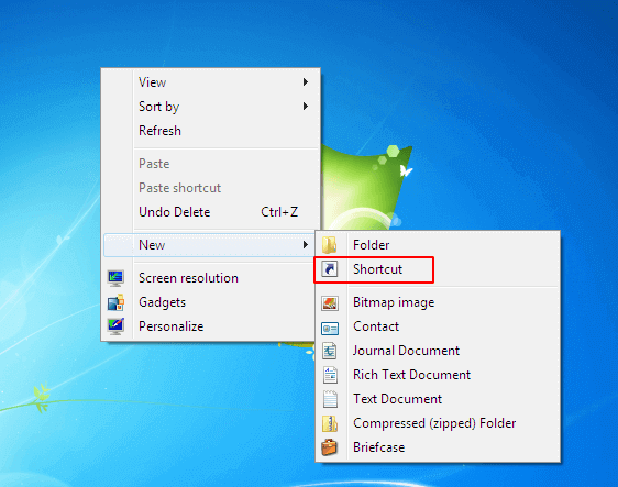 Create Desktop Shortcut in Windows