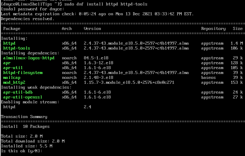 Install Apache in AlmaLinux