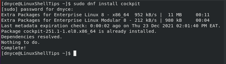 Install Cockpit in AlmaLinux