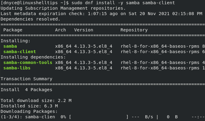 Install Samba in RHEL