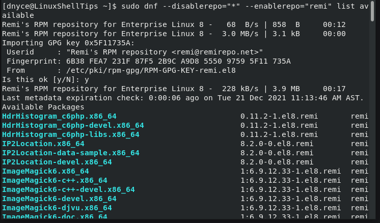 List Remi Repo Software Packages