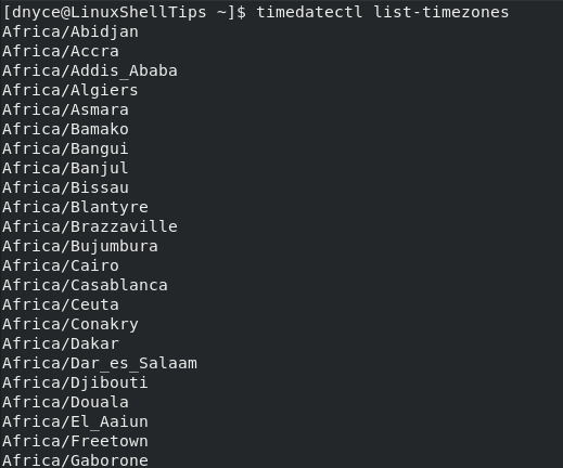 List Timezones in Rocky Linux