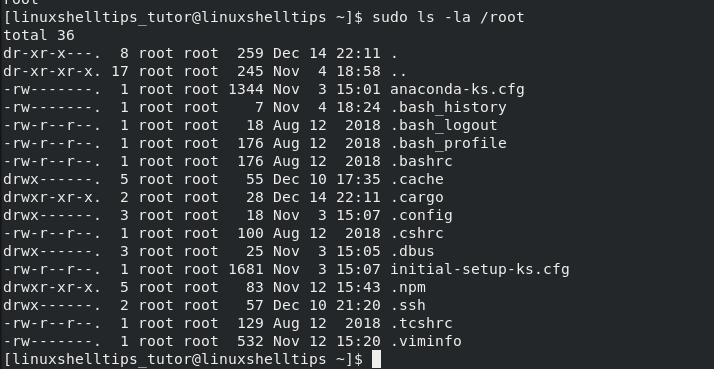 Listing Root User Files