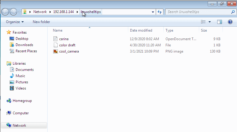 Sharing Samba Files in Windows