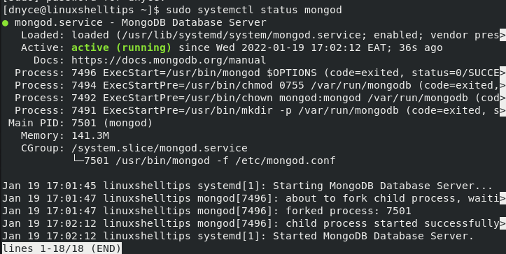 Check MongoDB in RHEL