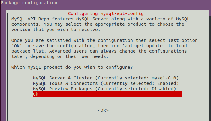 Configure MySQL APT Configuration