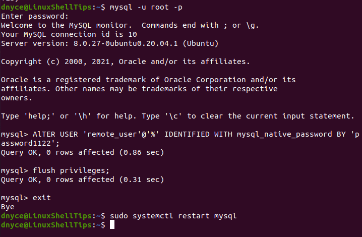 Configure MySQL Native Password