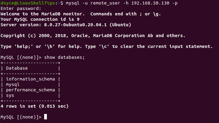 Connect to Remote MySQL Database