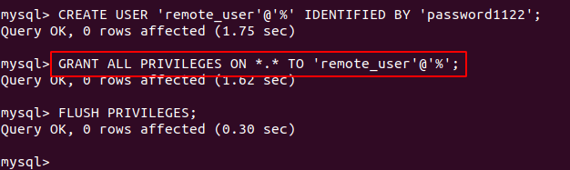 Create New MySQL User