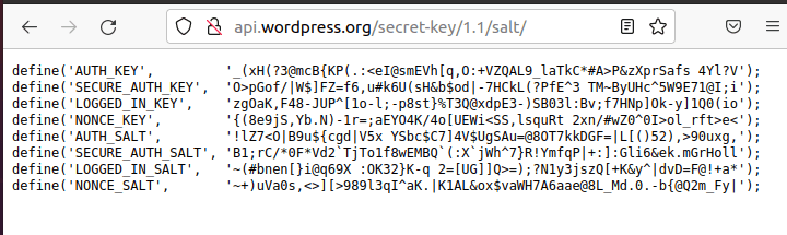 Generate WordPress Secret Keys