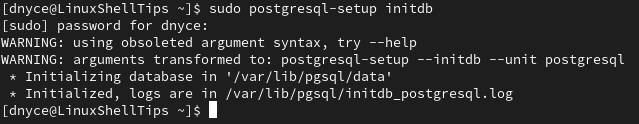 Initialize PostgreSQL in Fedora