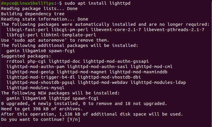 Install Lighttpd in Ubuntu