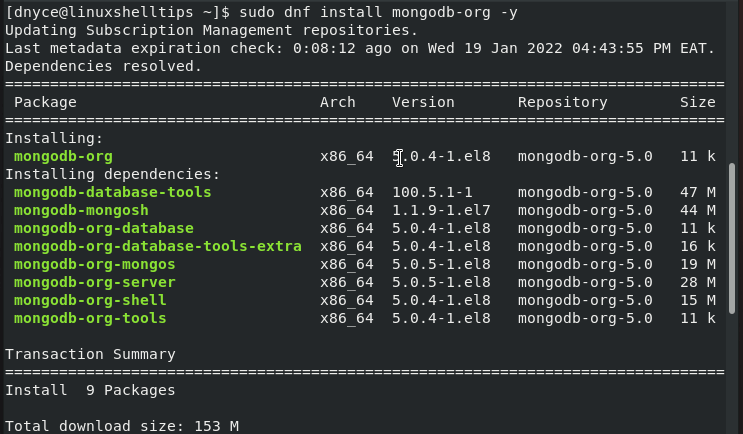 Install MongoDB in RHEL