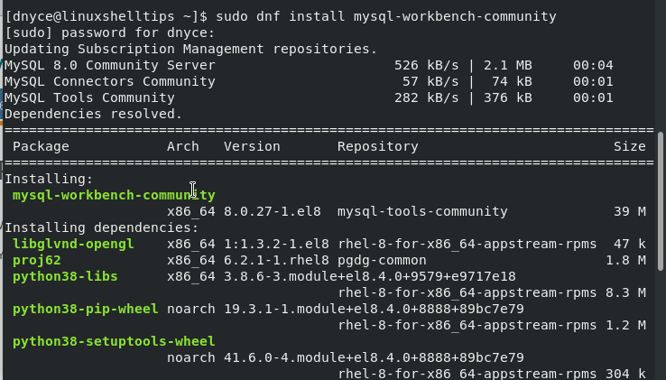 Install MySQL Workbench in RHEL