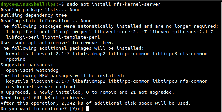 Install NFS Kernel Server in Ubuntu