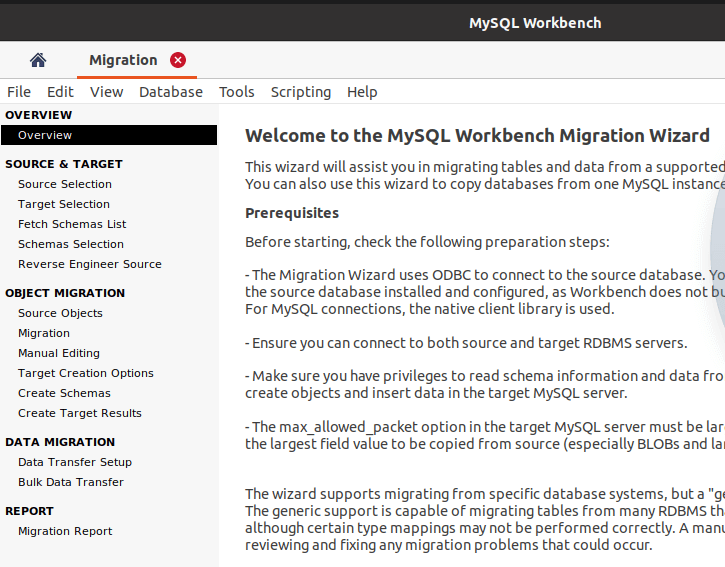 MySQL Workbench Dashboard