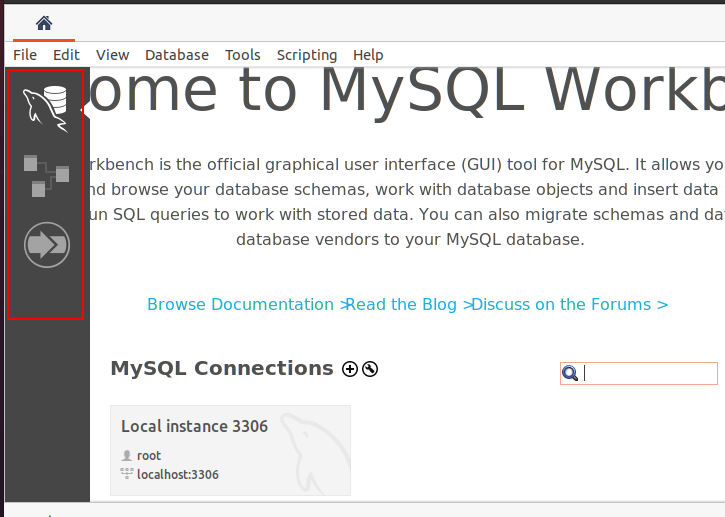 MySQL Workbench Page