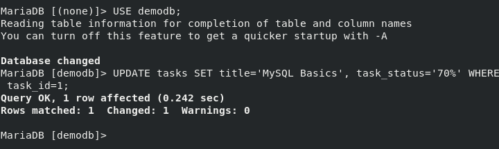 Update MySQL Database Table Record