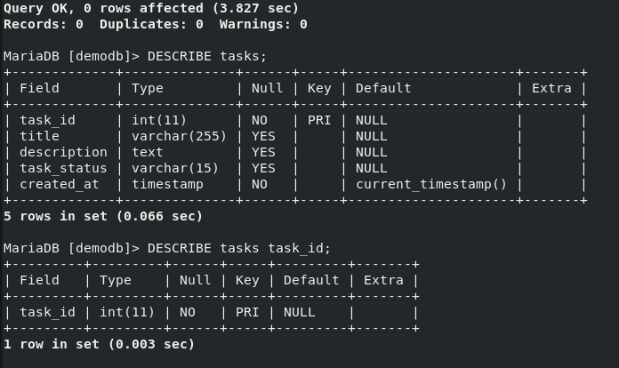 View MySQL Column Info