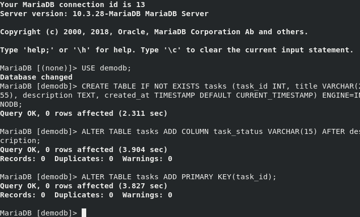 Working with MySQL Database Tables