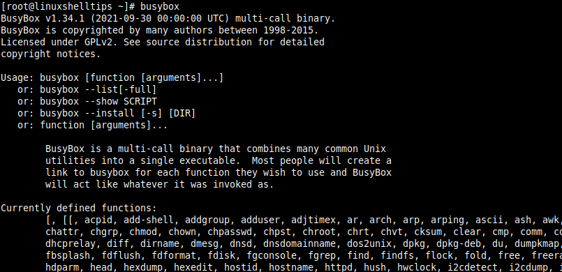 Busybox Usage